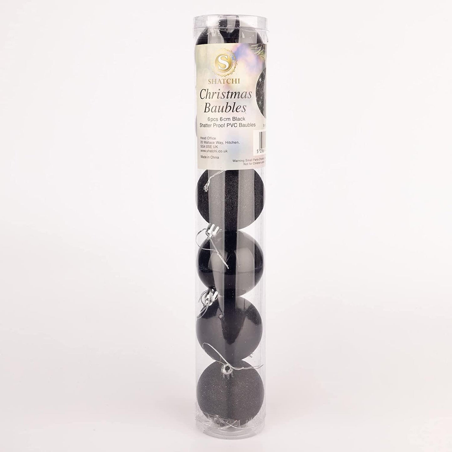 18 Black Baubles - 6cm