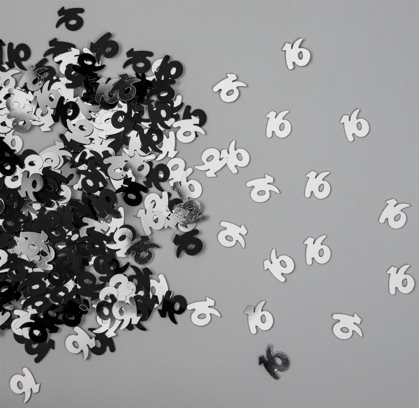 4x 14g Black-Silver 16th Birthday Confetti