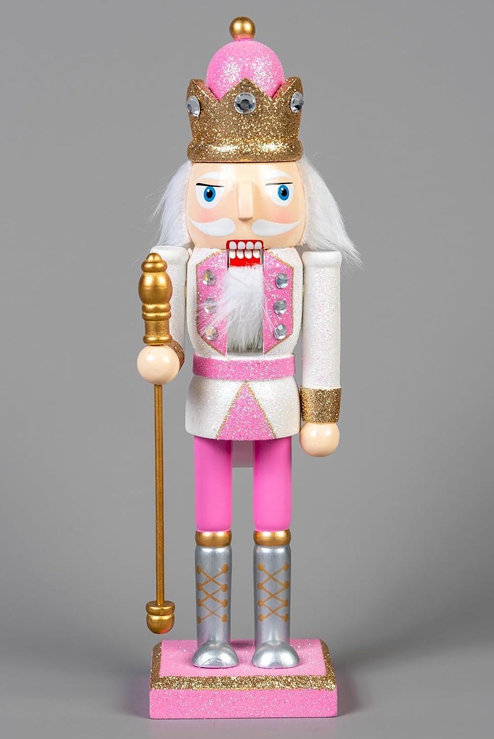 25cm Pink Wooden Nutcrackers, 4pcs Set