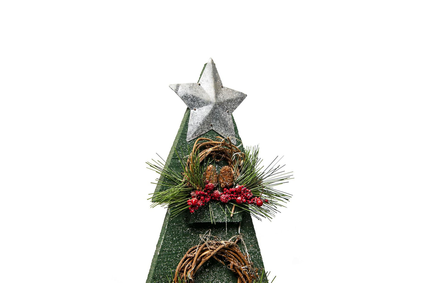 Green Wooden Tree with Warm White Bulbs, 25x10x80cm