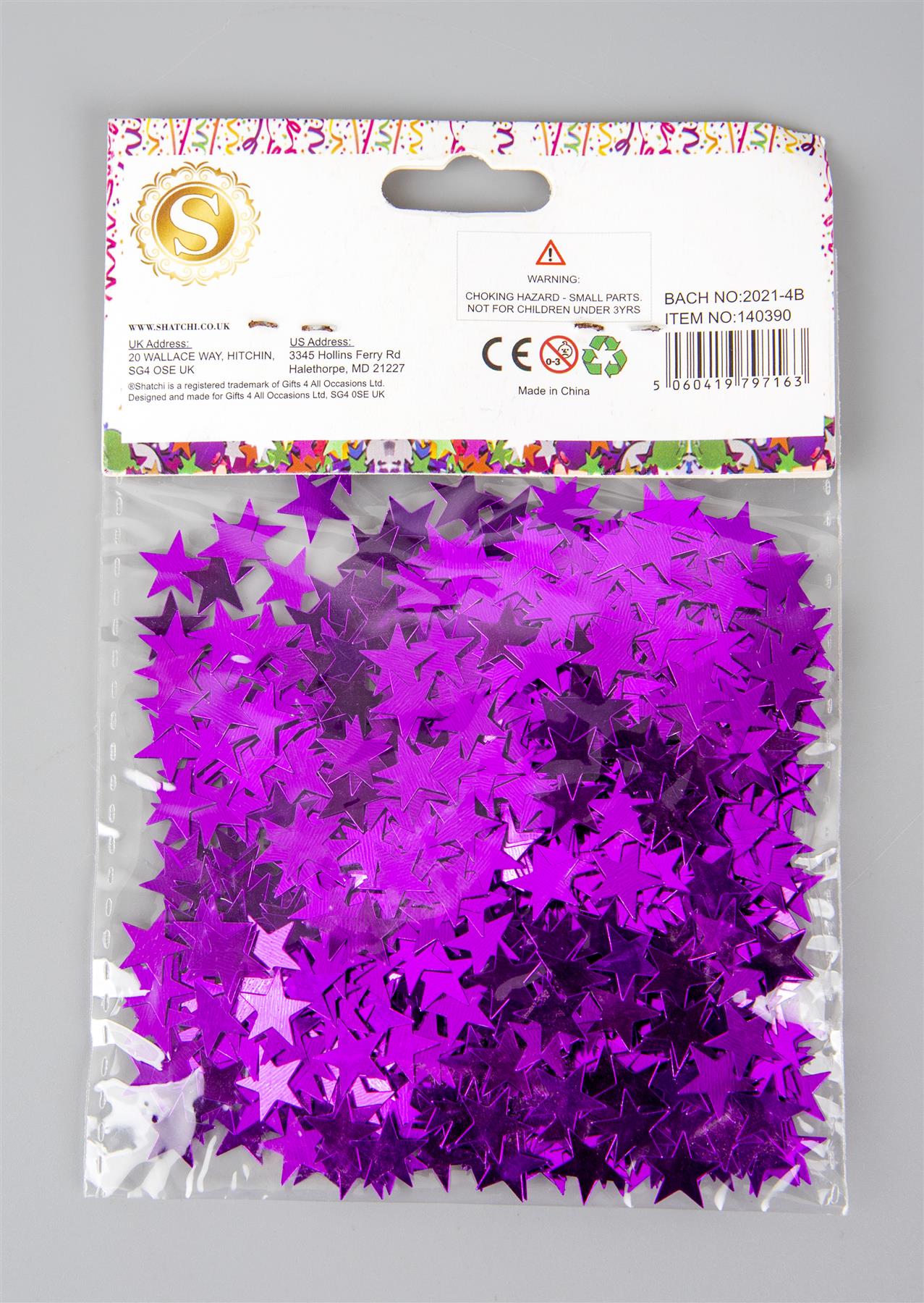 8 Packs of Star Purple Glitz Confetti 14g Each