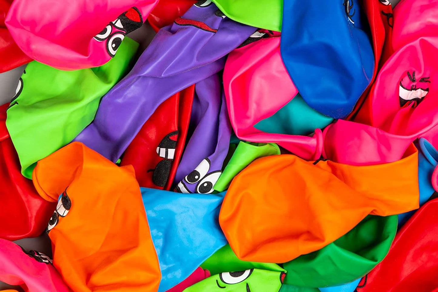 100 Pcs Emoji Balloons Assorted Latex 12" - with 100 Sticks