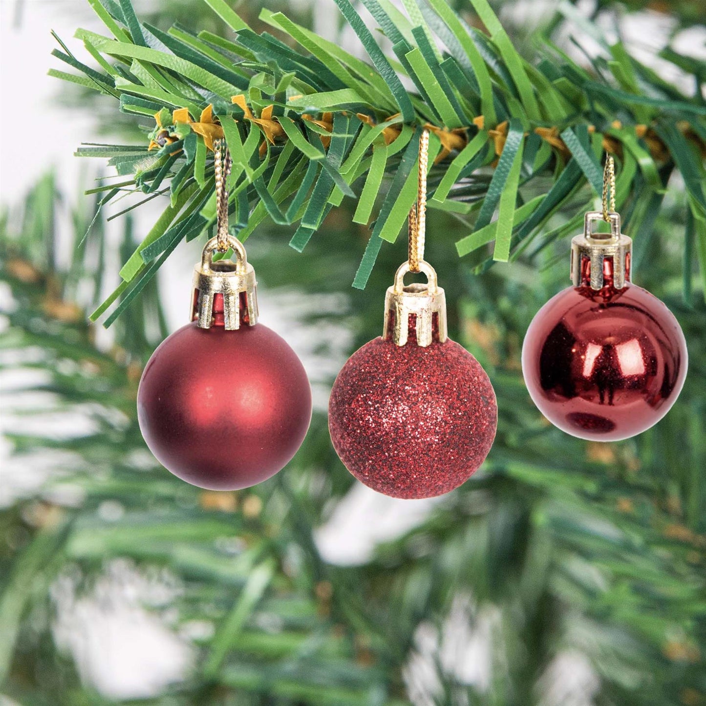12 Dark Red Baubles (3cm)