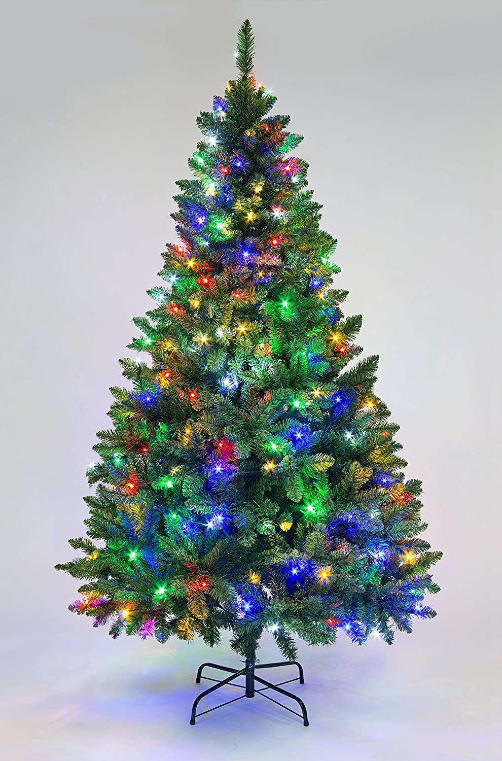 8Ft Pre-Lit Imperial Pine Christmas Tree Green Multicolour LEDs