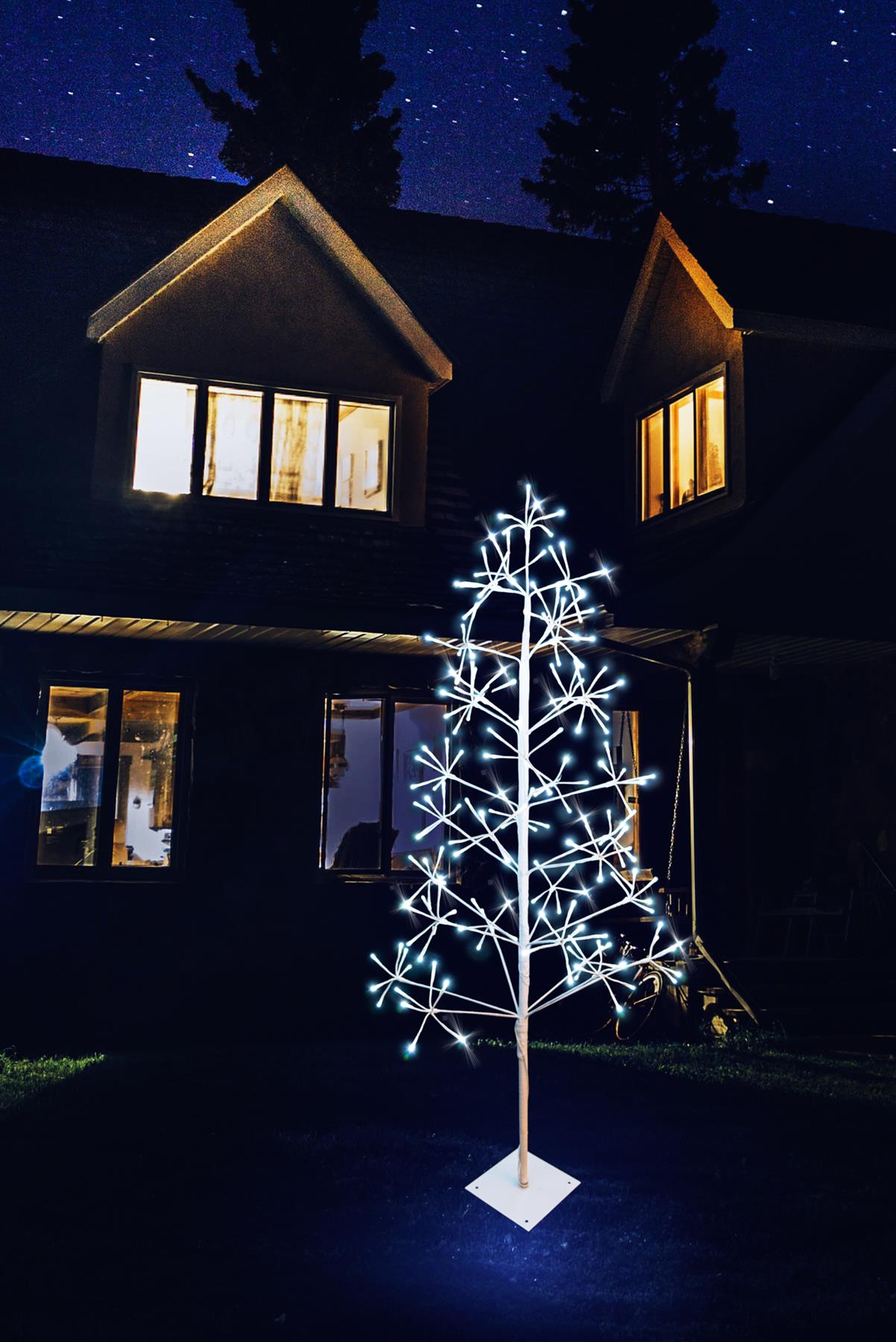 5 Feet Pre-Lit Christmas Twig Tree - 186 LED Lights, Metal Frame