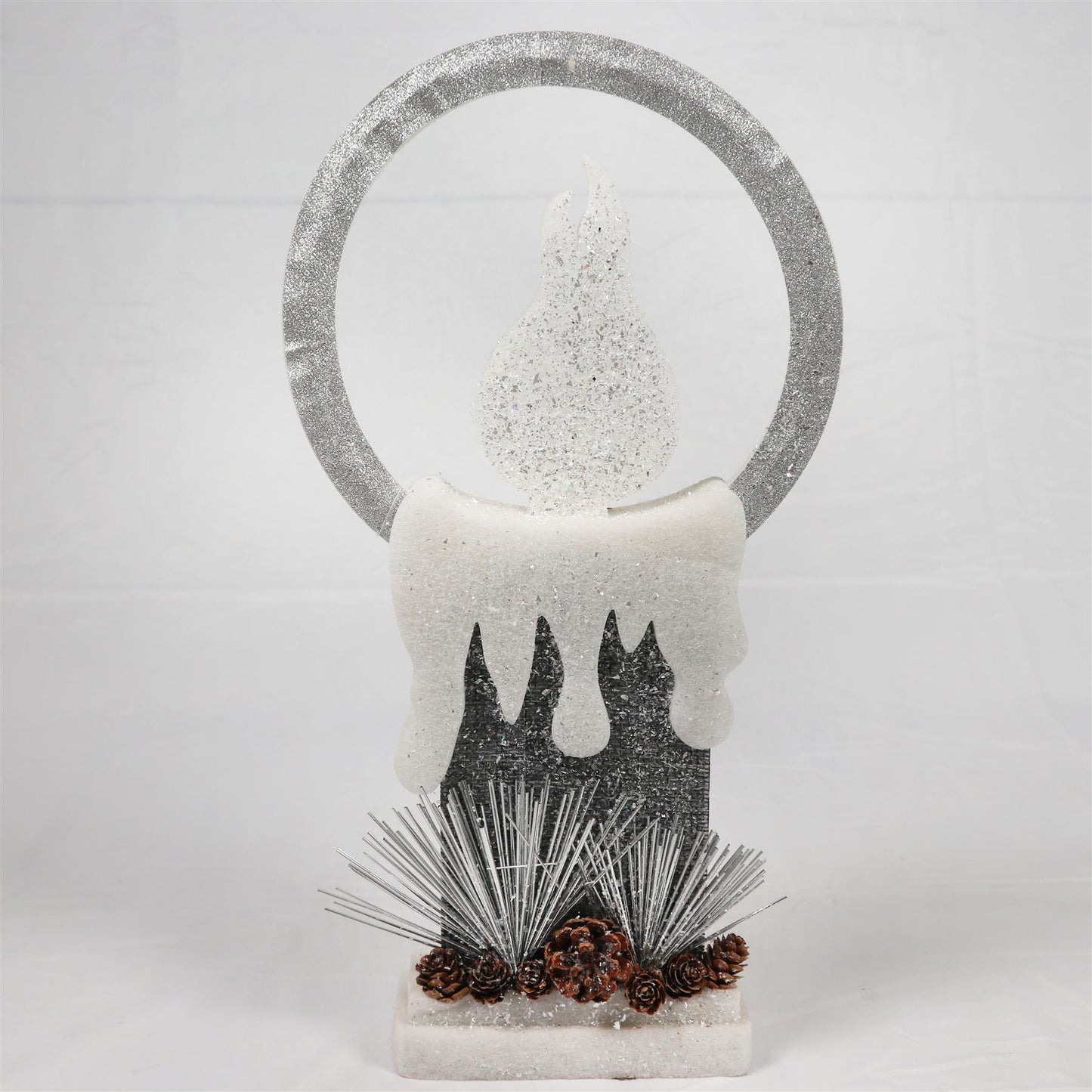 LED Silver Foam Single Candle - 41cm, 1 LED