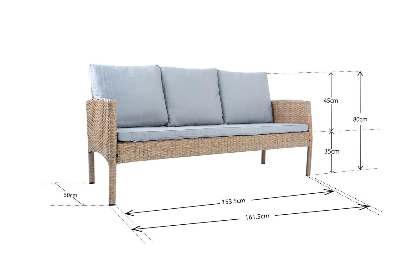6-Piece Rattan Furniture Dining Set - Light Brown, Seats 7, Includes Cushions