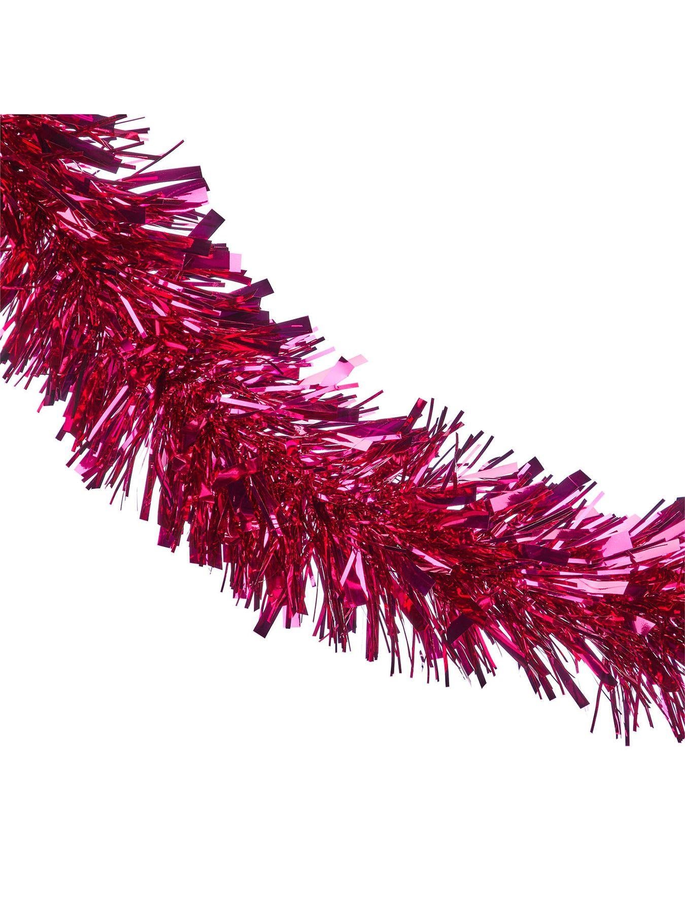 48 Pcs Hot Pink Tinsel Tree Decoration 1.8m