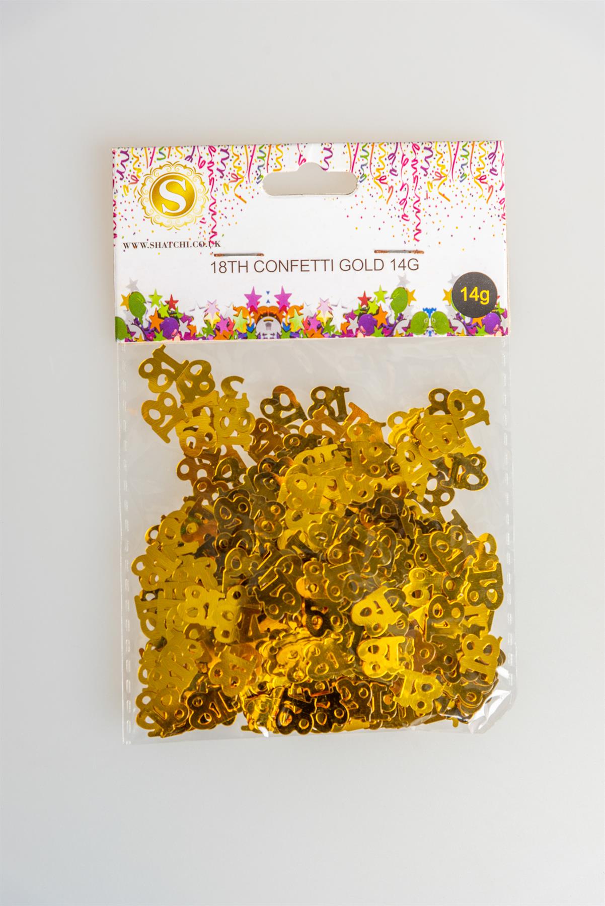 14g 18th Gold Happy Birthday Confetti 2pk