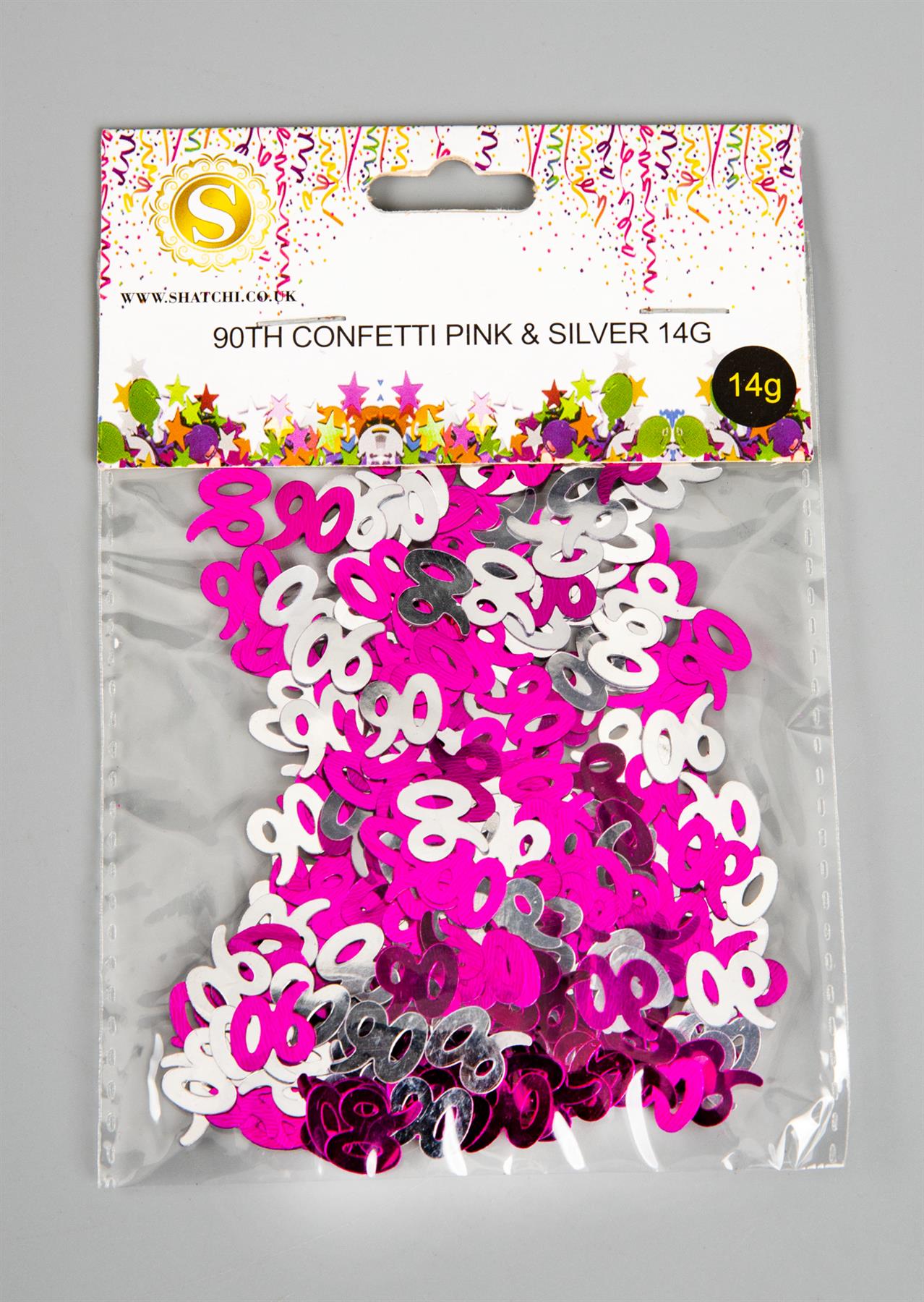 2 Packs of 14g Pink Happy 90th Birthday Confetti