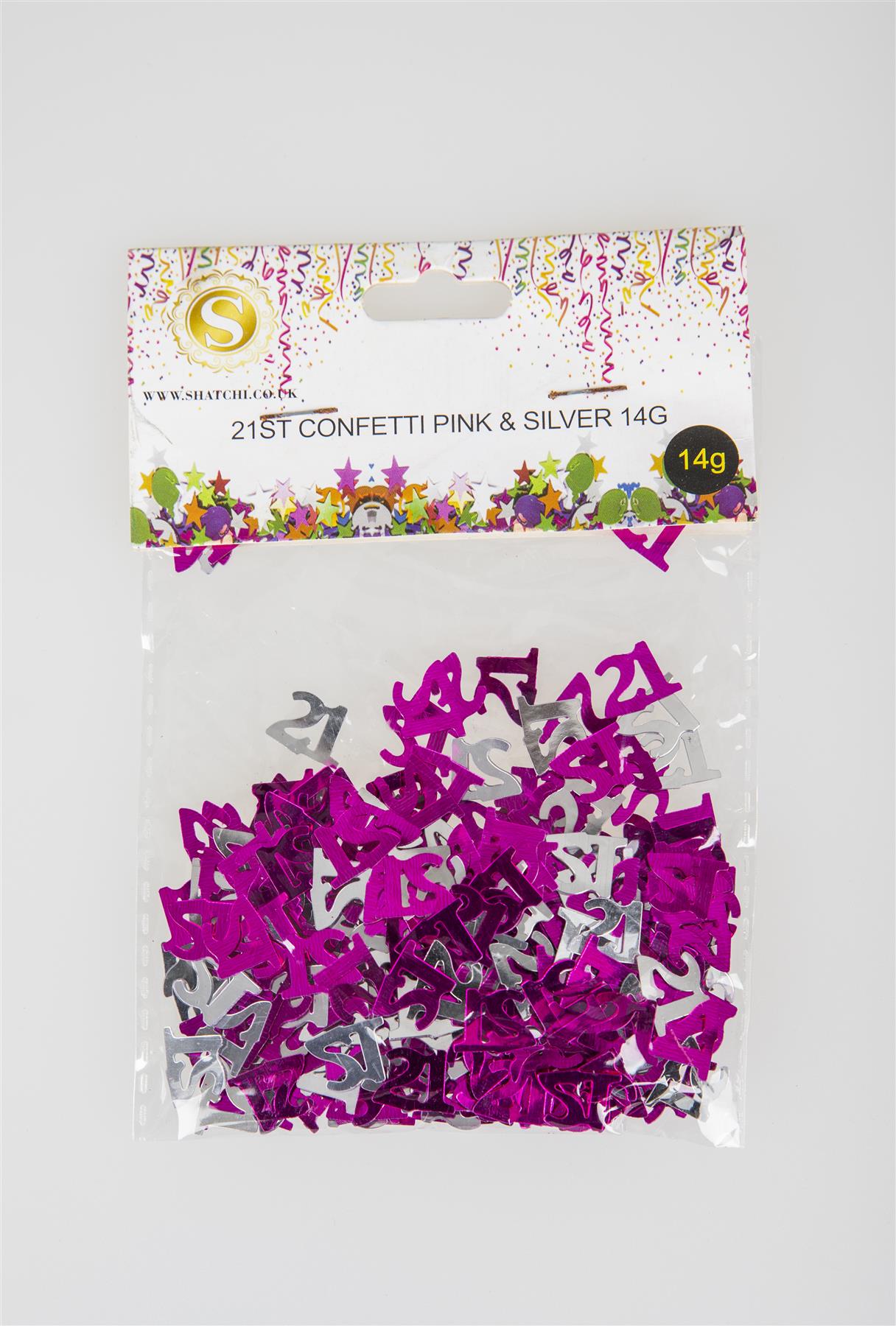 2 Packs of Pink Happy 21st Birthday Confetti