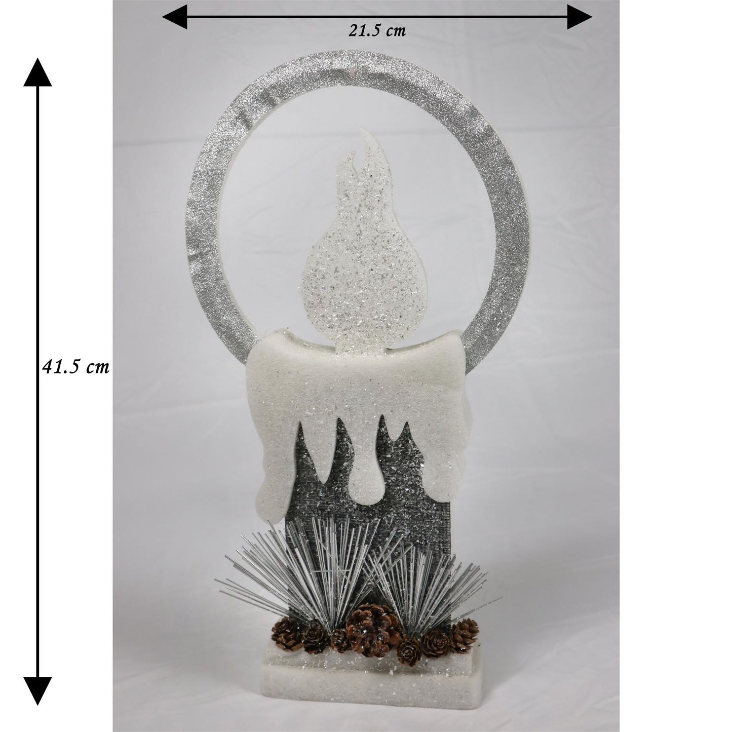 LED Silver Foam Single Candle - 41cm, 1 LED