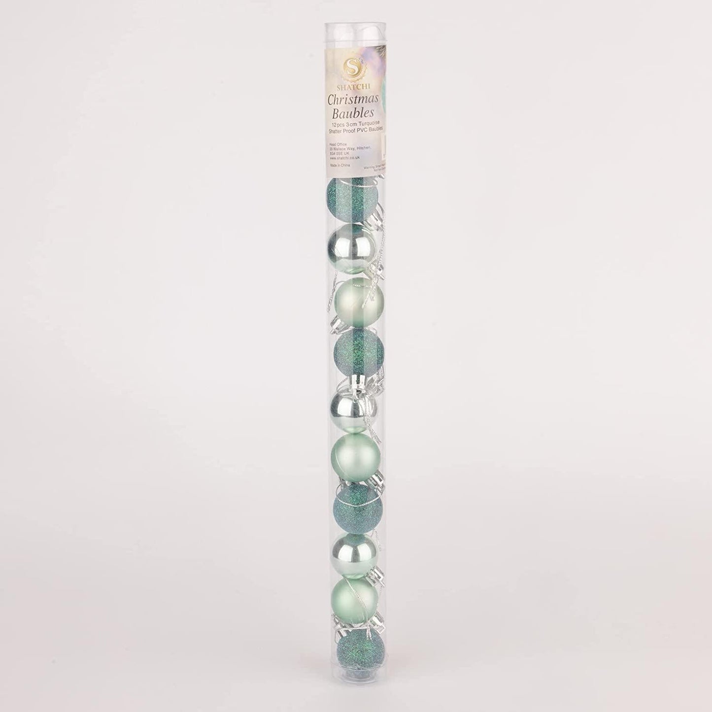 12 pcs Turquoise 3cm Baubles (PVC)