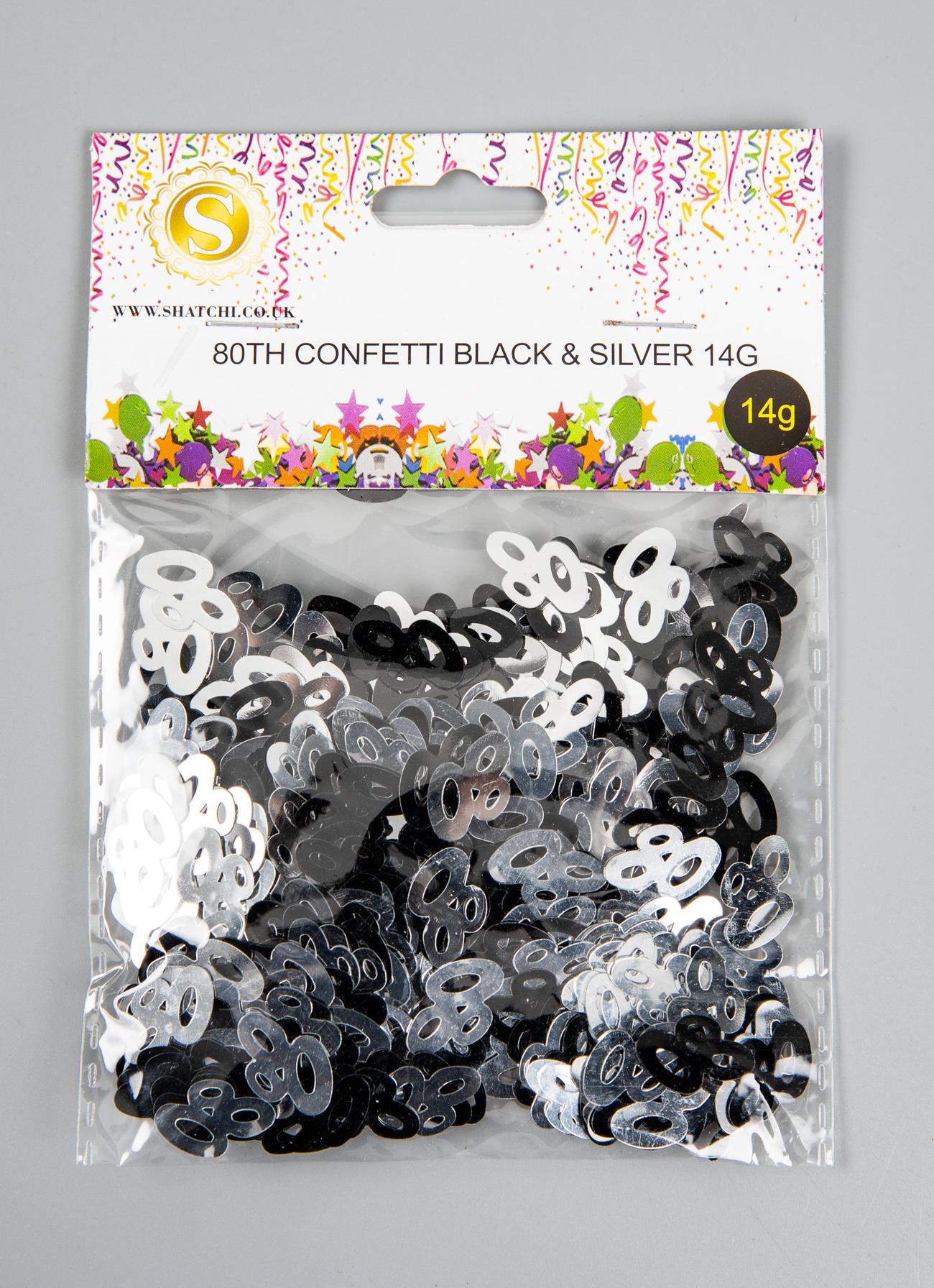 14g 80th Black Happy Birthday Confetti