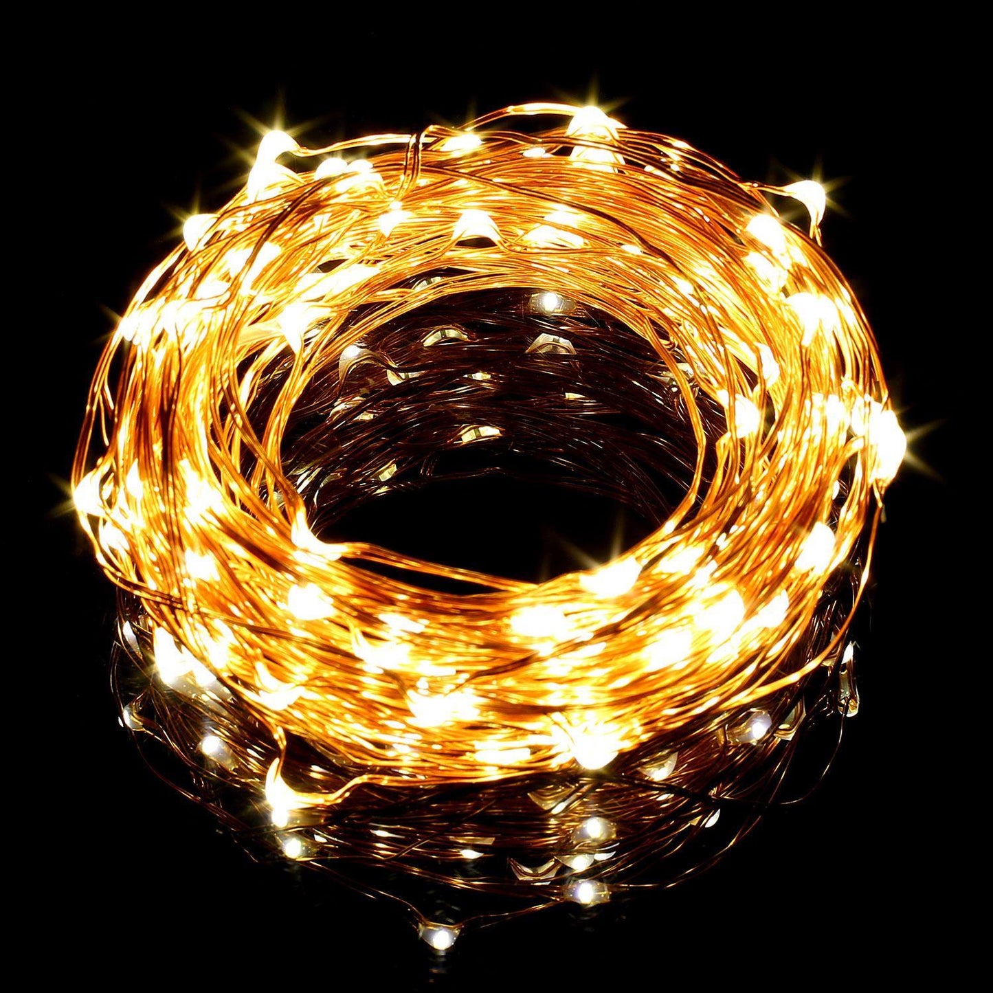 40 Sparkles Warm White LED Battery Lights - Gold Wire
