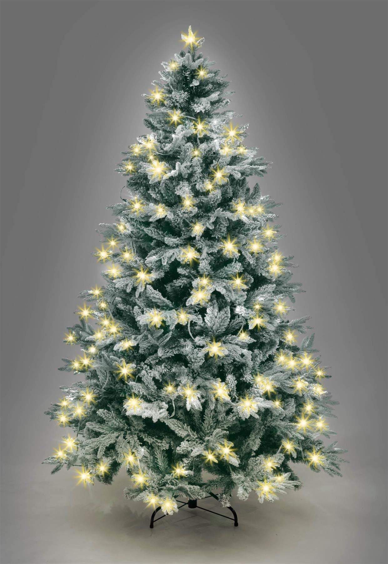 8ft Pre-Lit Lapland Snow-Covered Christmas Tree with Warm White LEDs