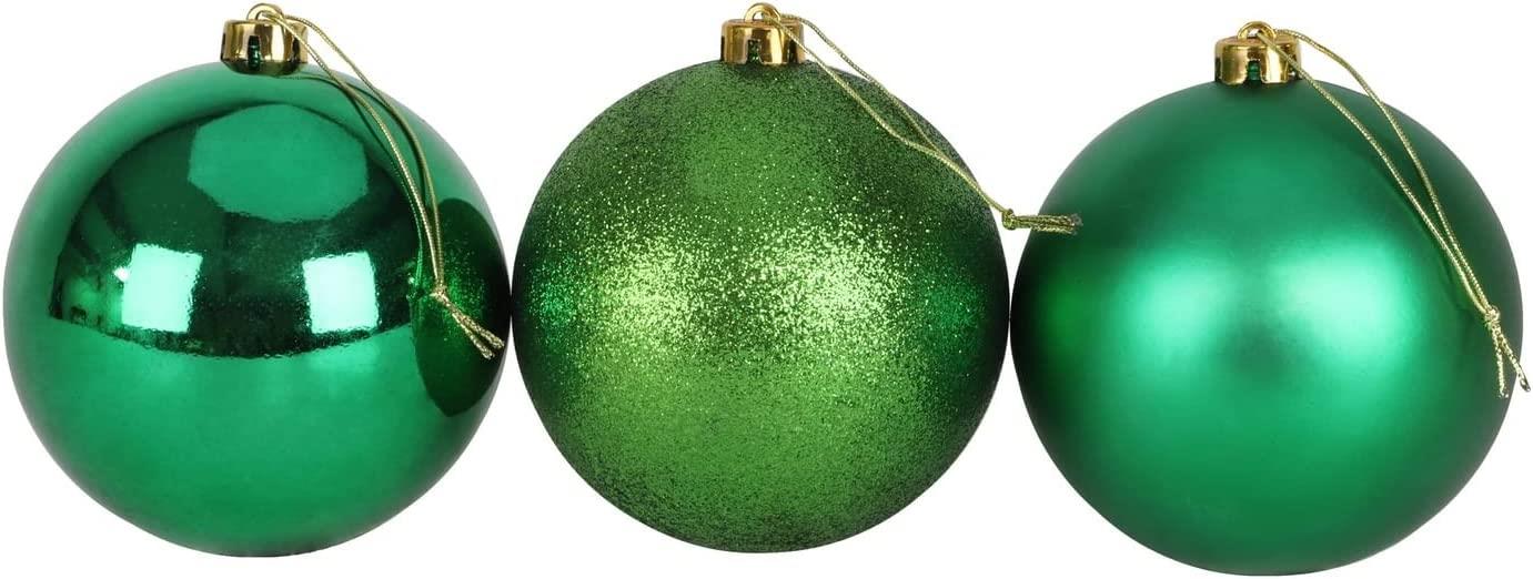 Set of 3 Dark Green 15cm Baubles (PVC)