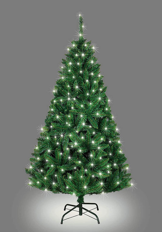 7ft Pre-Lit Green Pine Tree with White LEDs