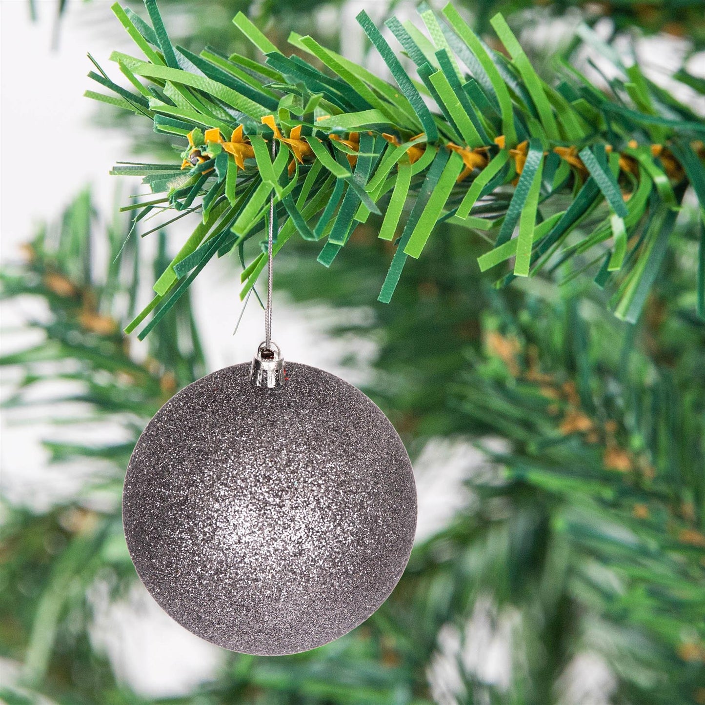 Set of 6 Mid Grey 10cm Baubles (PVC)