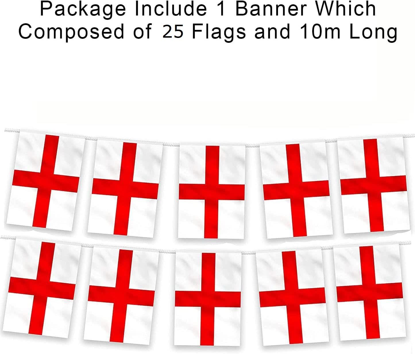 St George Bunting 20x30cm - 10m 25 Flags