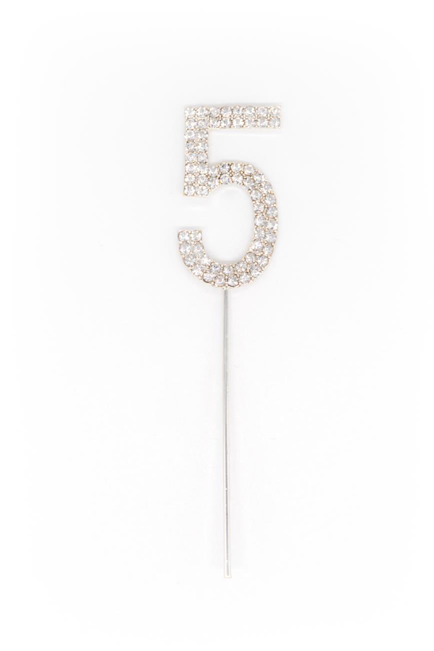 Cake Topper Number 25 - Silver Diamond