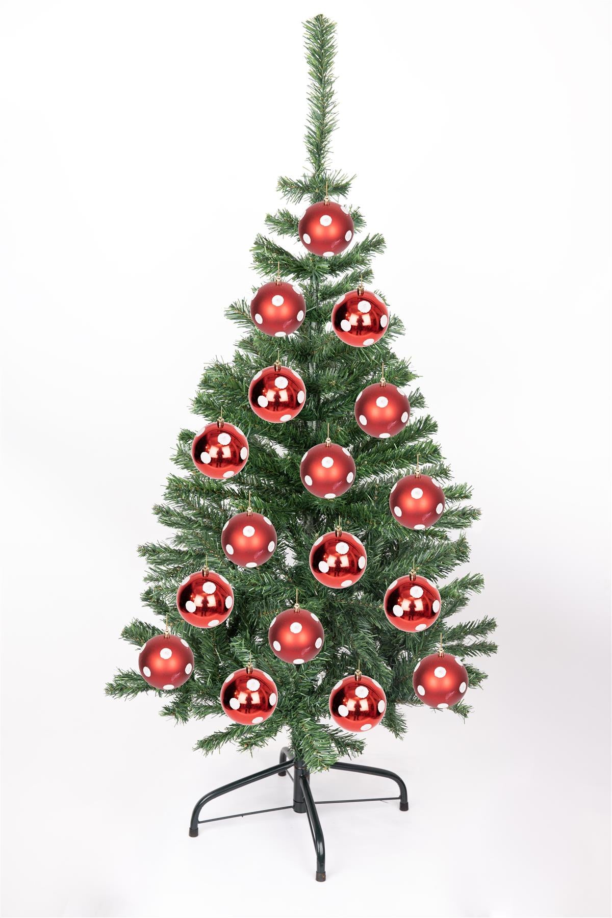 Red and White Baubles - 10cm, 6 Pieces Set, PVC
