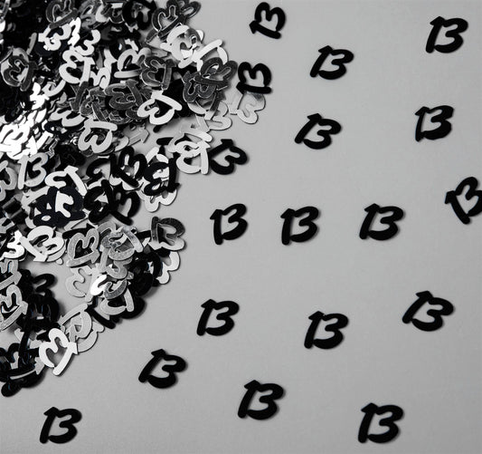 14g 13th Happy Birthday Confetti - Black & Silver