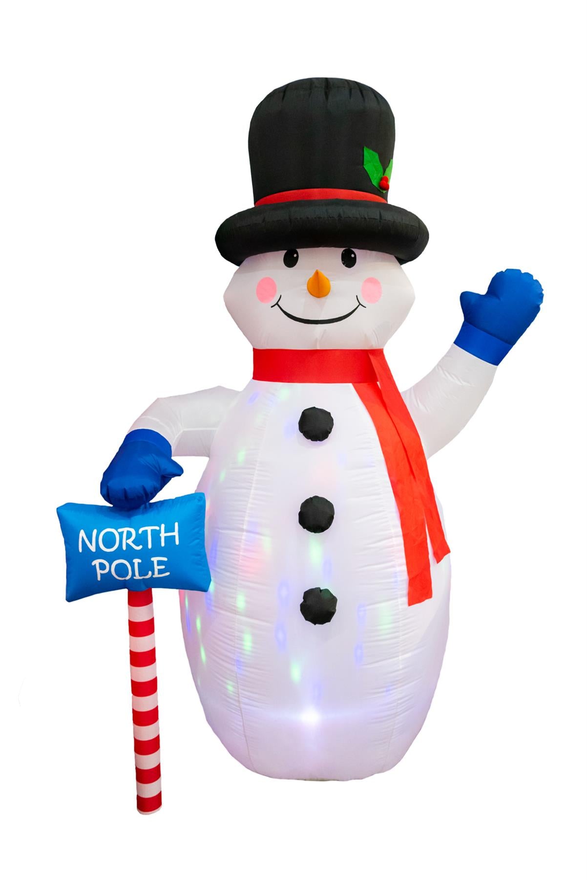 Pre-Lit North Pole Snowman - Mains Powered, 2.4m with 4 LED Lights