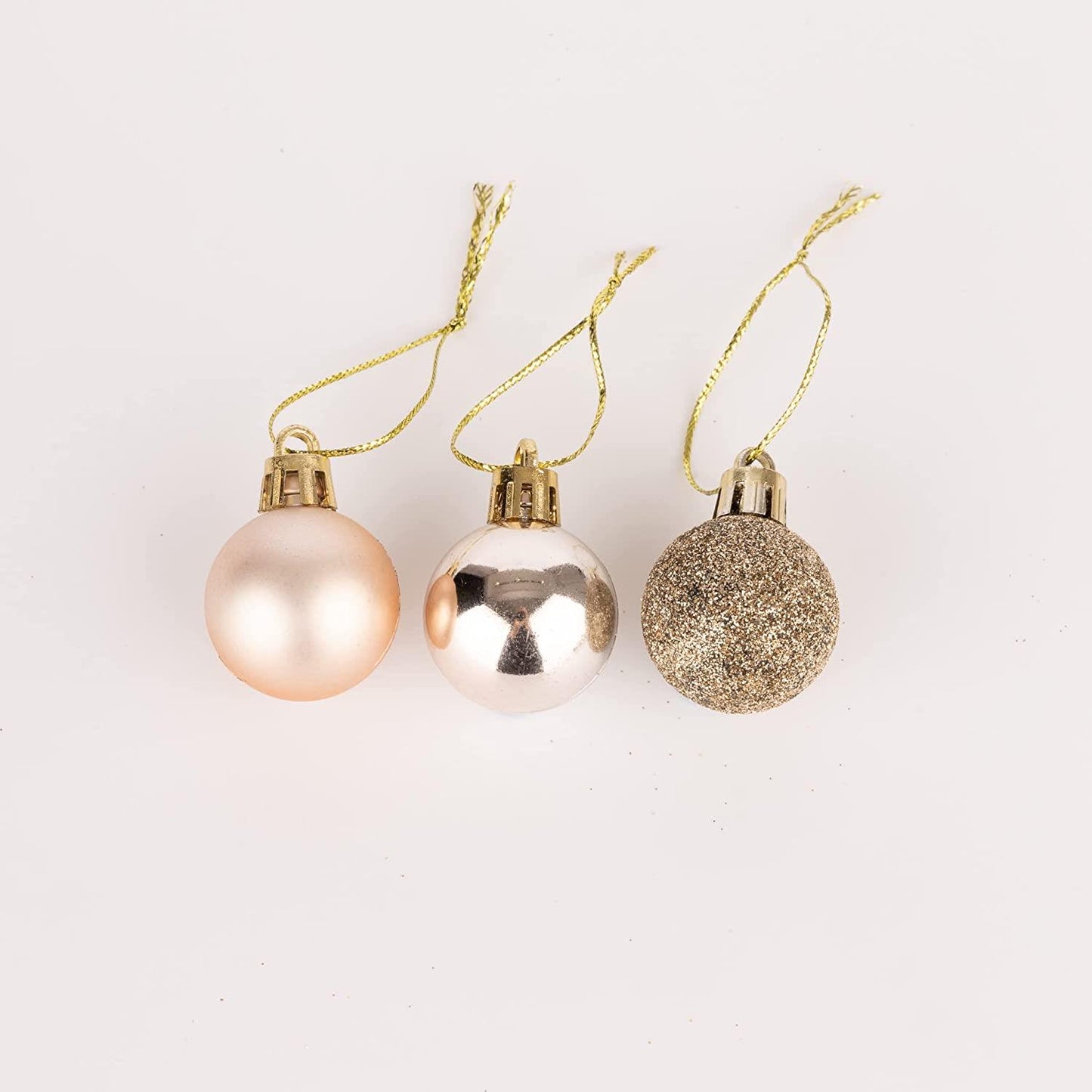 24 Champagne Baubles 3cm PVC Set
