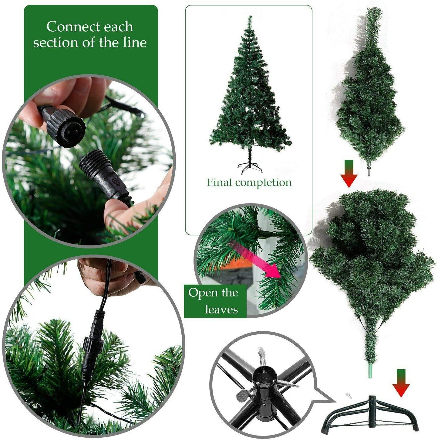 8ft Pre-Lit Alaskan Pine Christmas Tree, White LEDs
