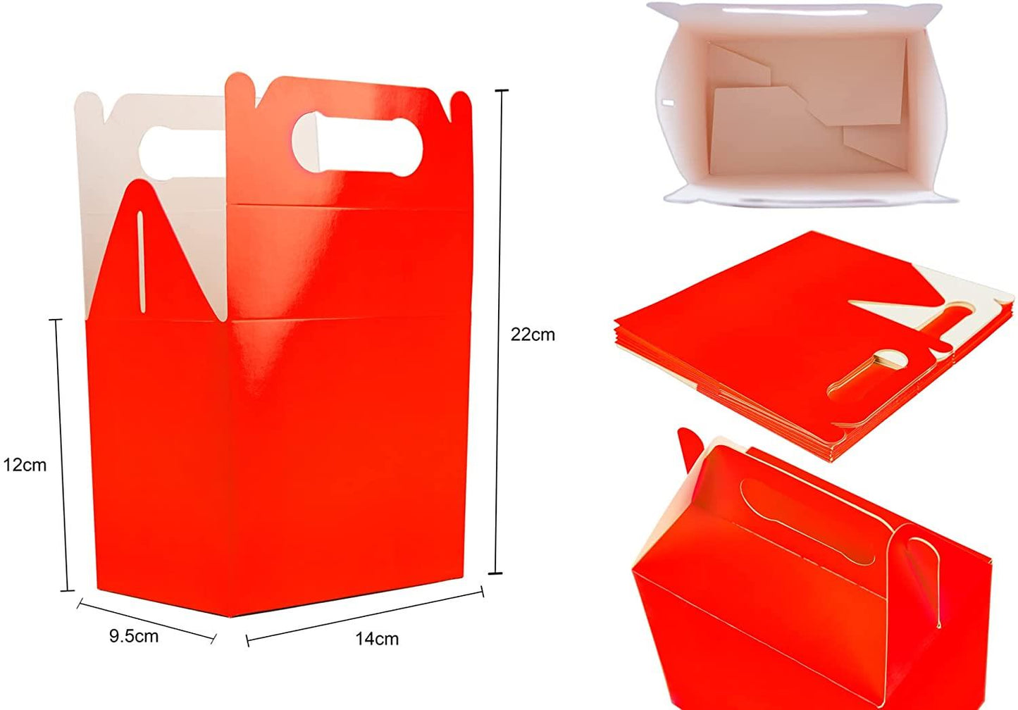 30 Kids Red Carry Food Meal Party Boxes