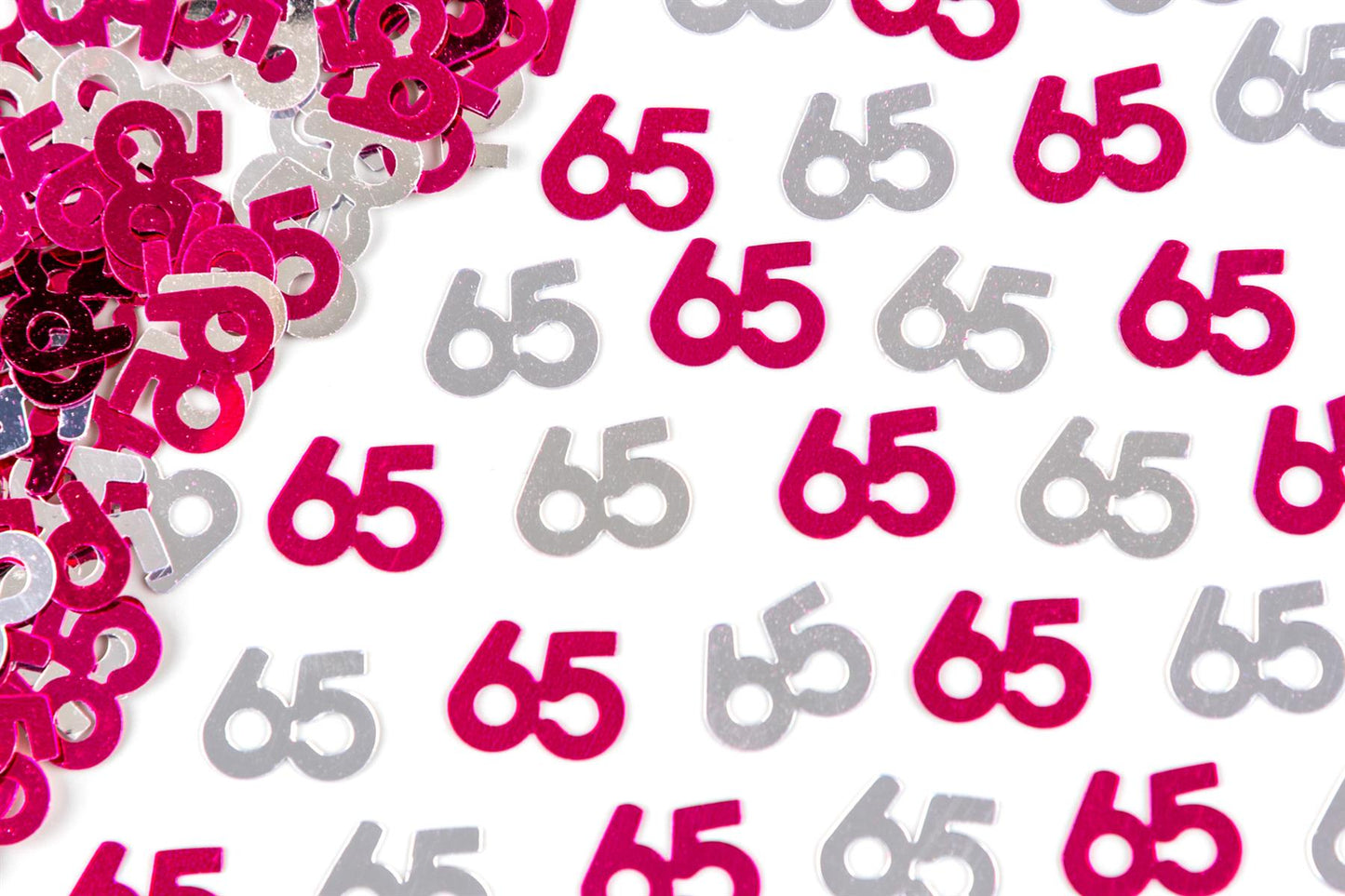 2 Packs of Pink & Silver 65th Confetti (14g)