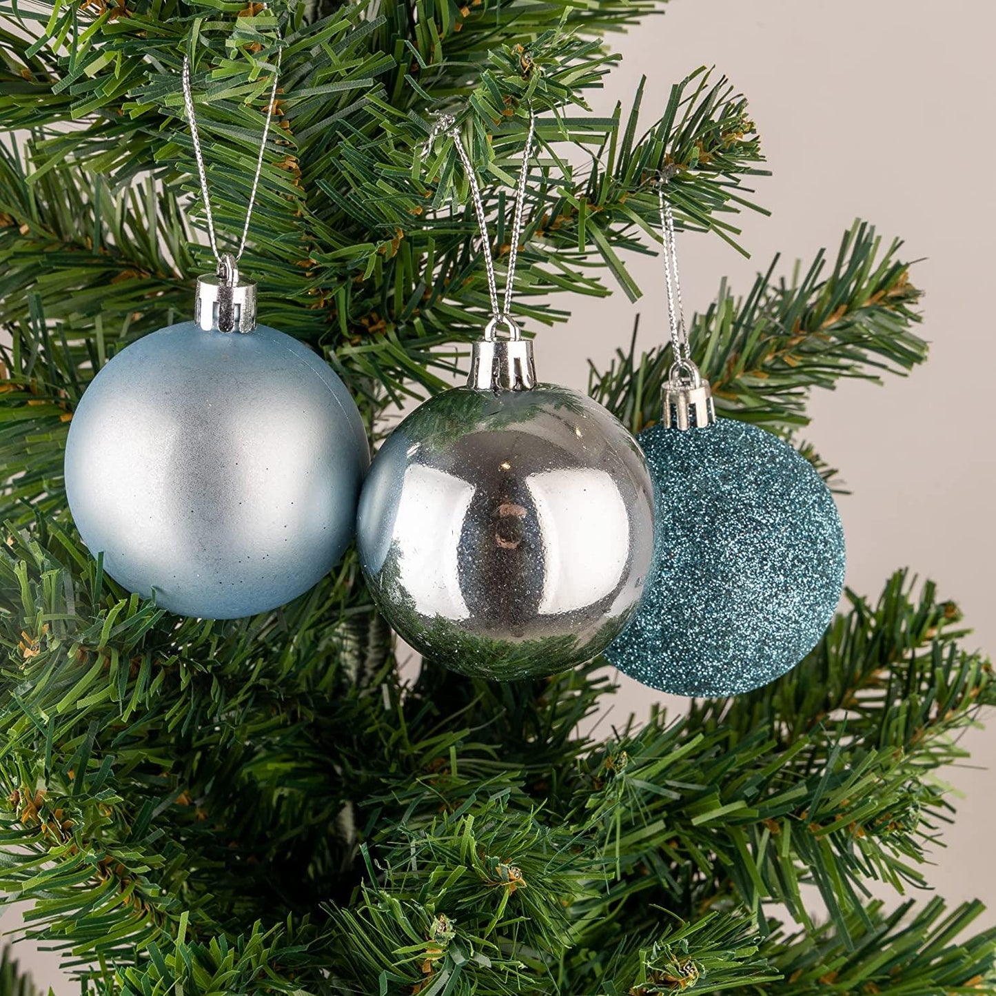 Set of 9 Light Blue 5cm Baubles (PVC)