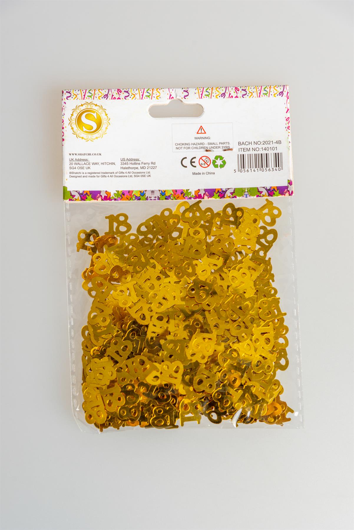 14g 18th Gold Happy Birthday Confetti 2pk