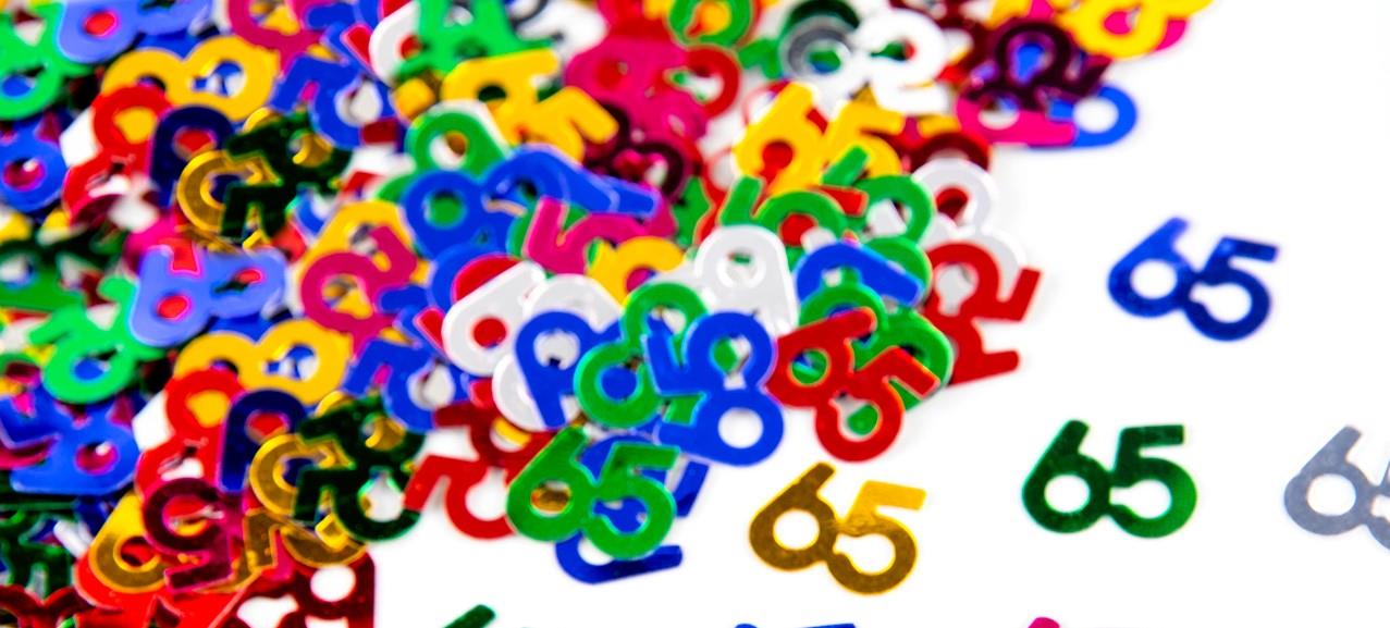 4 Packs of 65th Multicolor Confetti
