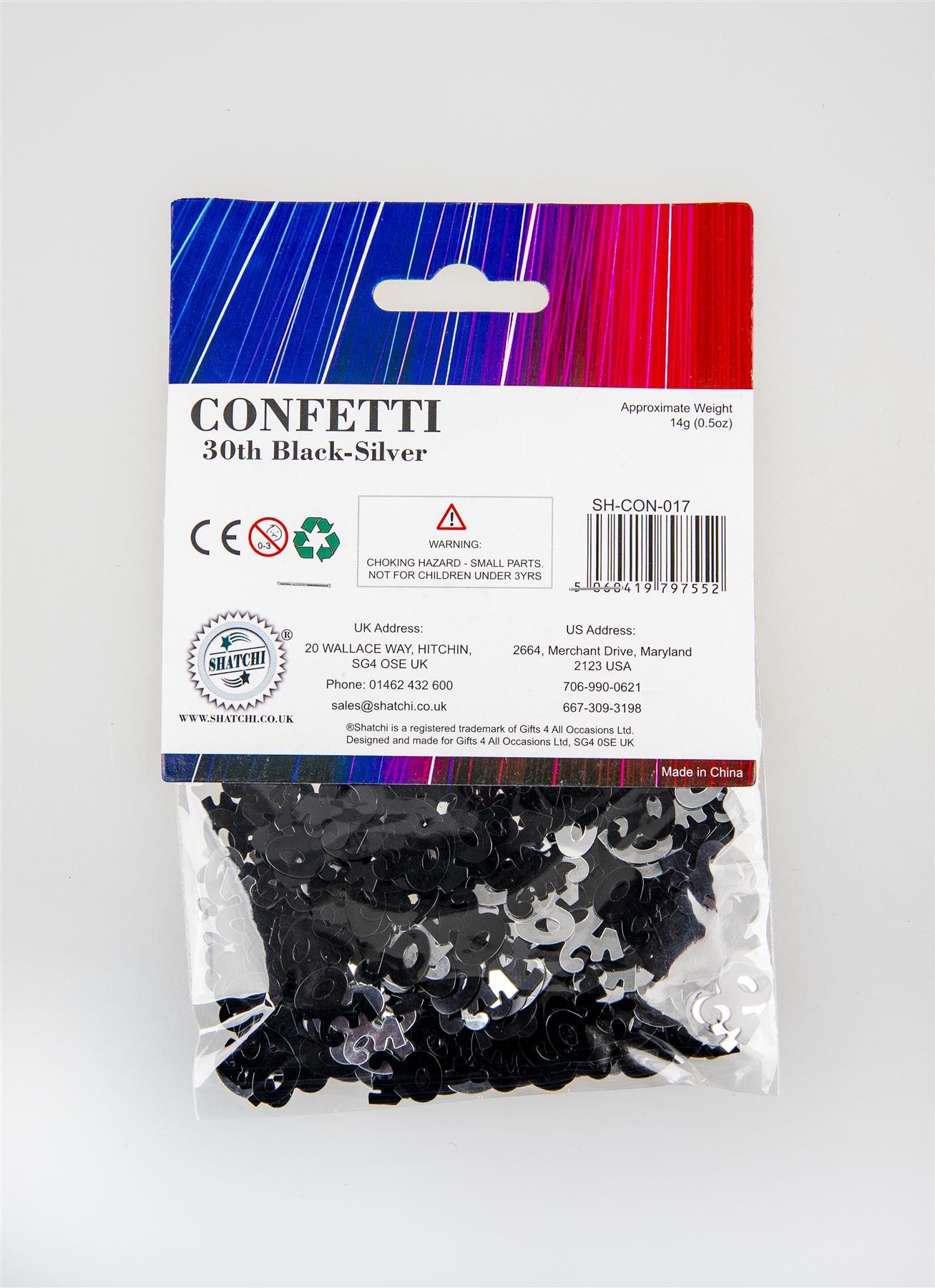 2x 14g 30th Black Happy Birthday Confetti