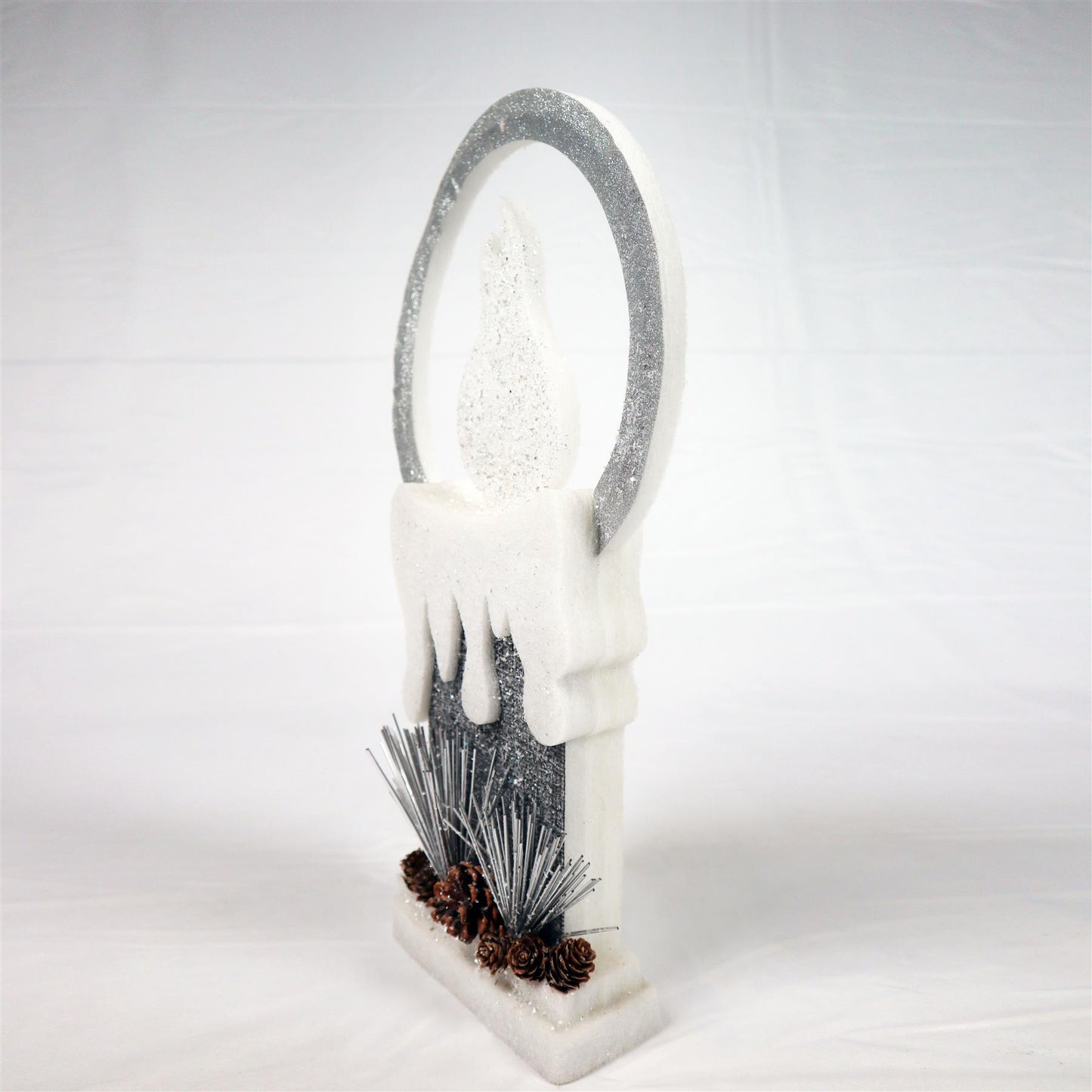 LED Silver Foam Single Candle - 41cm, 1 LED