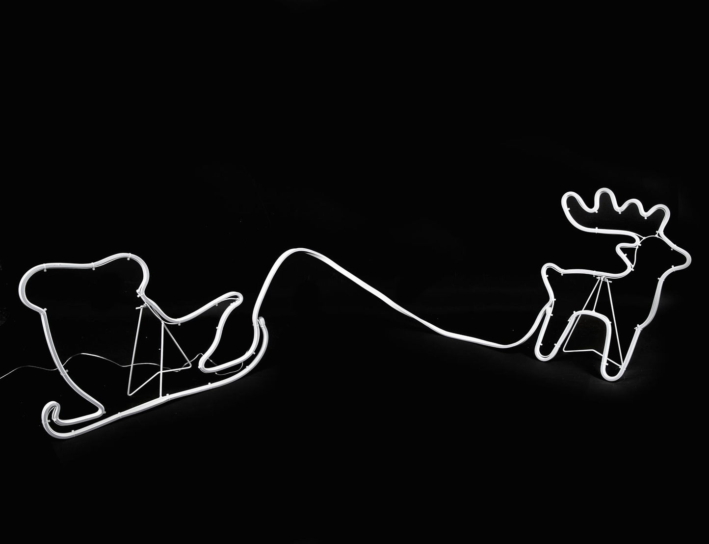 Reindeer 30x40cm & Sleigh 30x45cm Rope Light Silhouette Blue