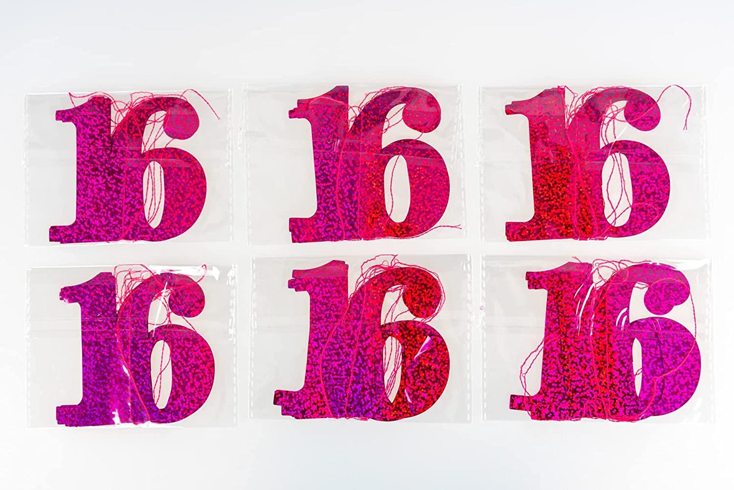 6PCS X 5ft 16th Birthday String Glitz Pink