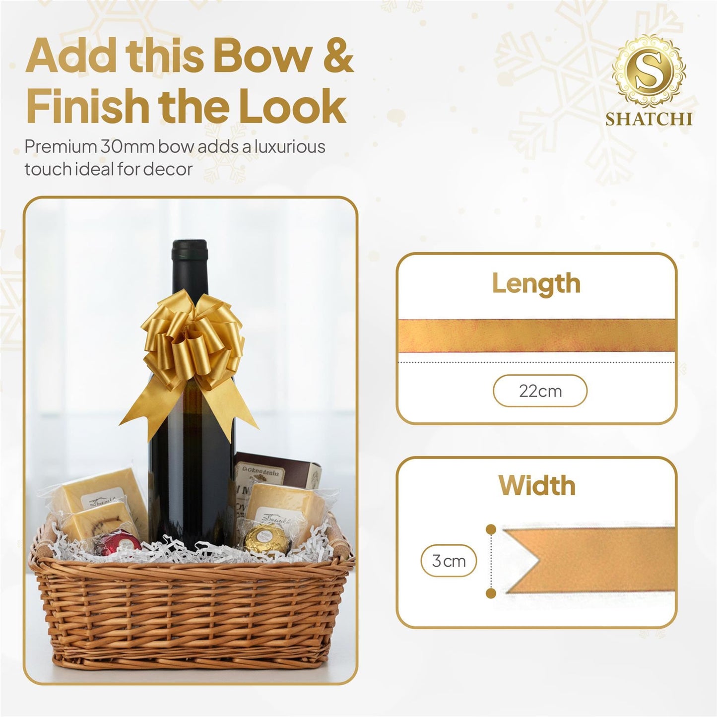 Shatchi 40pcs Gold 30mm/3cm Pull Bows Gift Wrap & Hampers