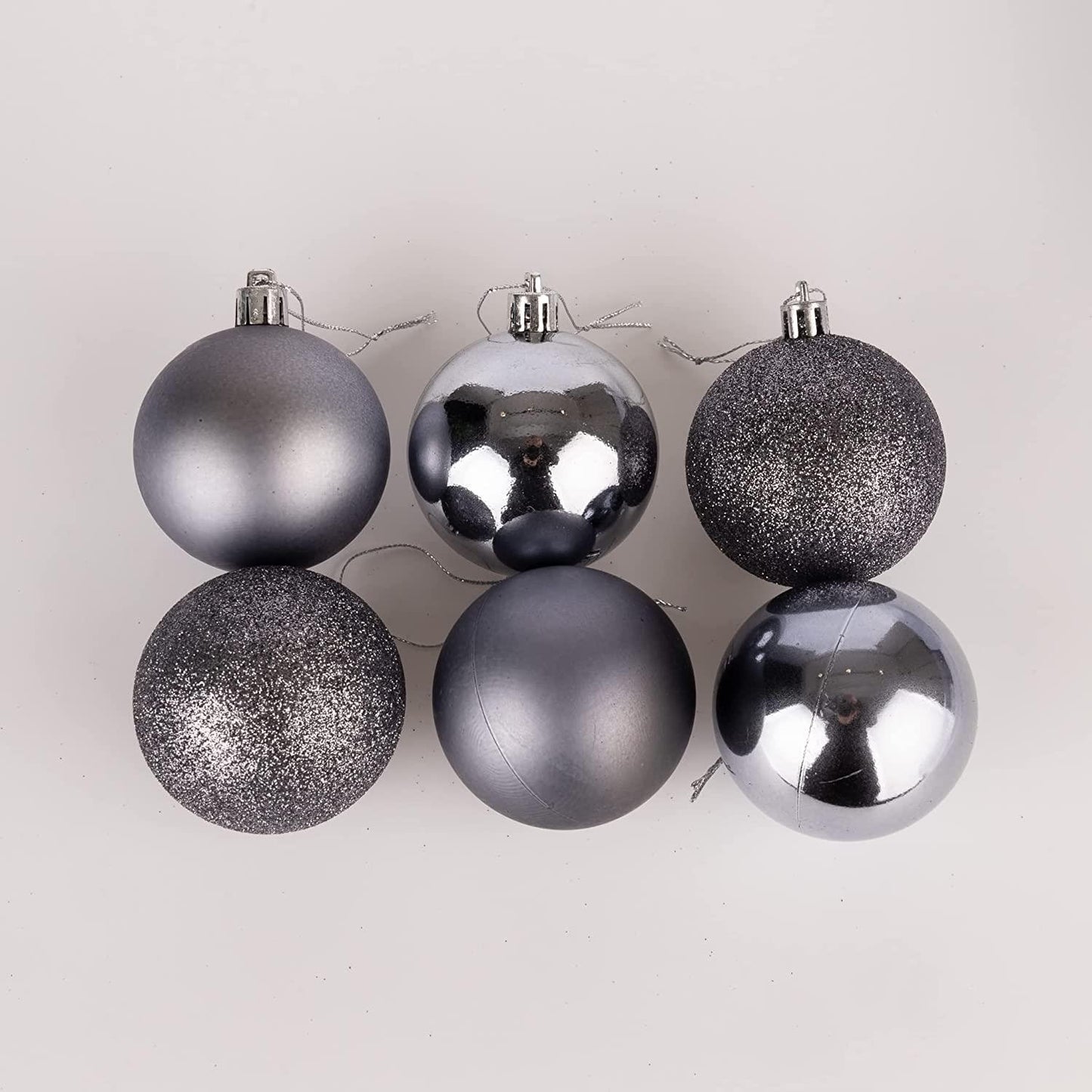 Baubles Dark Grey 10cm, 6pcs Set