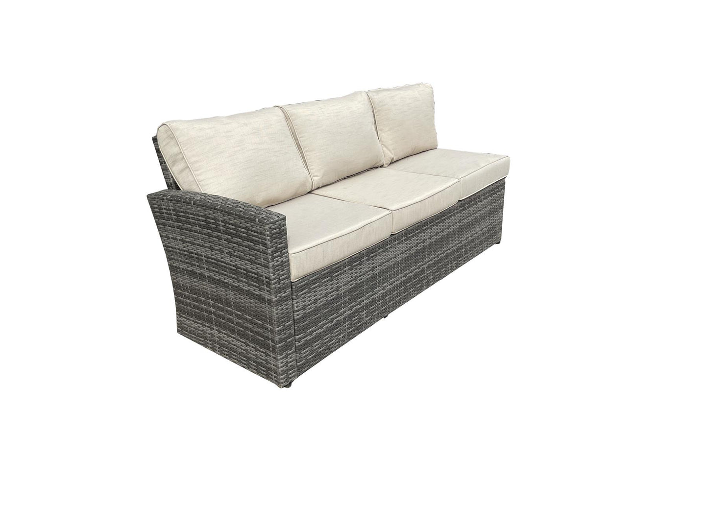 Grey Rattan Furniture Set (3 Seater Sofa, 2 Seater Sofa, 2 Stools, 1 Table, 1 Chair, 1 Storage Box)