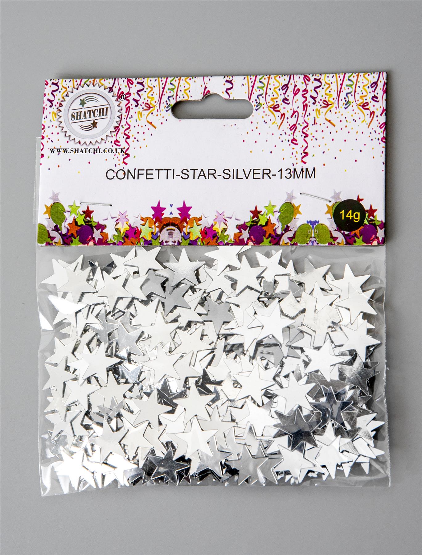 3 Packs of 14g Silver Star Confetti