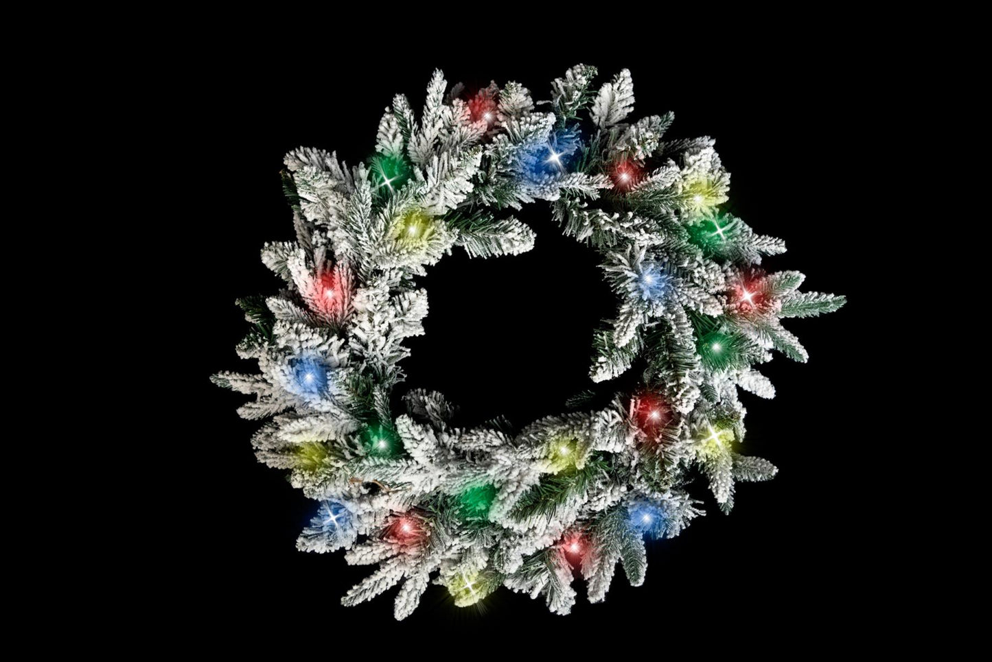 55cm Snow Flocked Wreath with LEDs