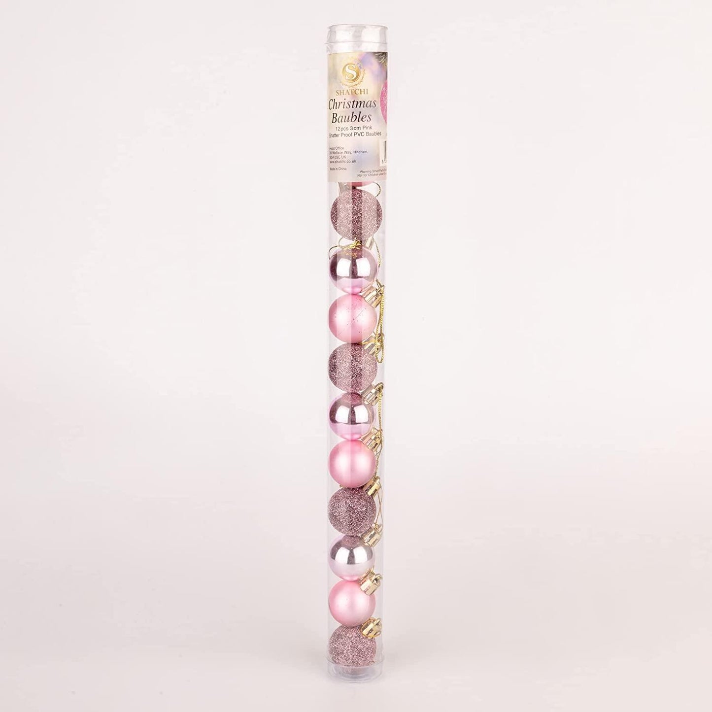 Baubles Pale Pink 3cm - 24-Piece Set, PVC