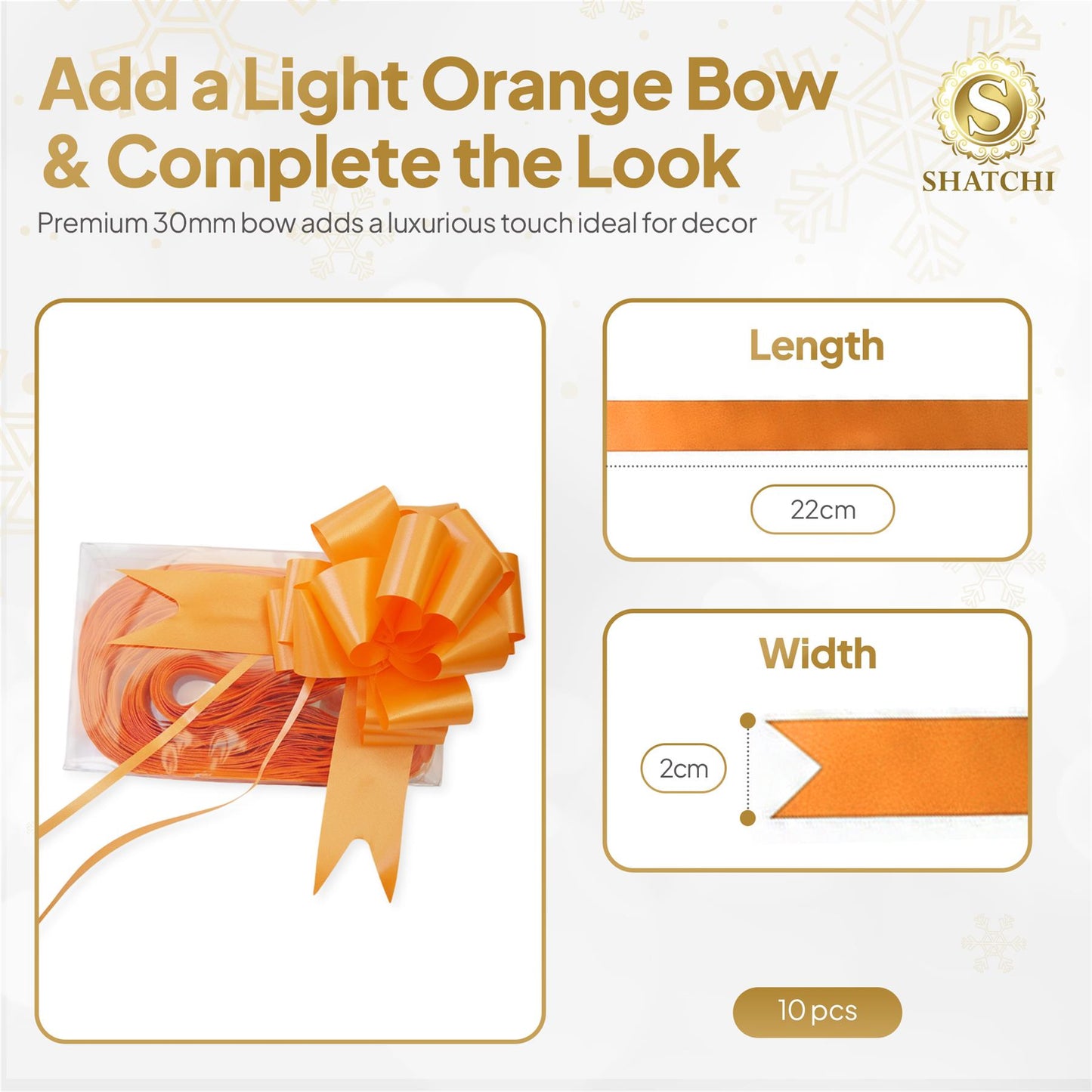 10 Orange Pull Bows - 30mm