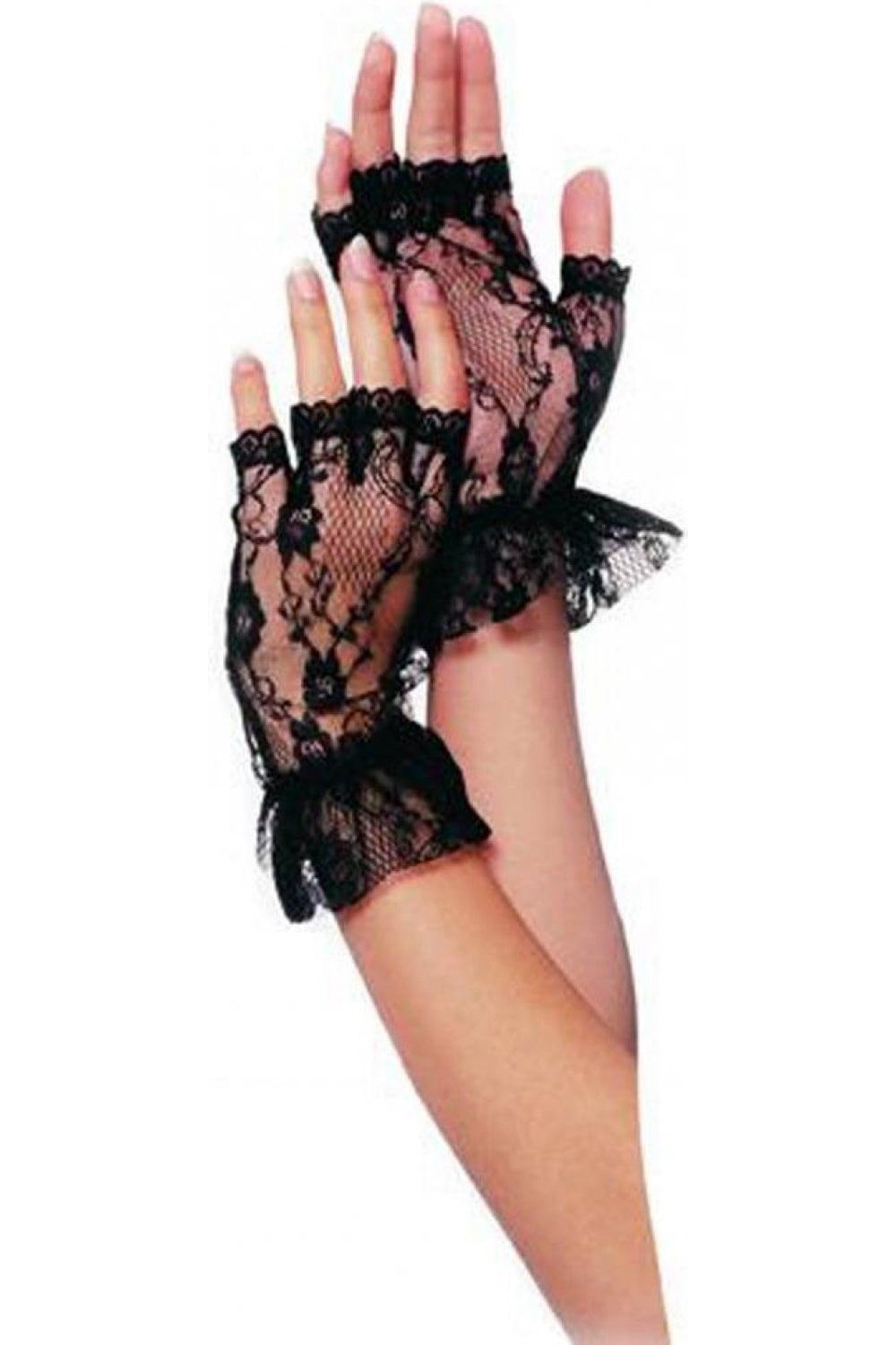 Black Lace Fingerless Gloves, Women�s Halloween Accessory