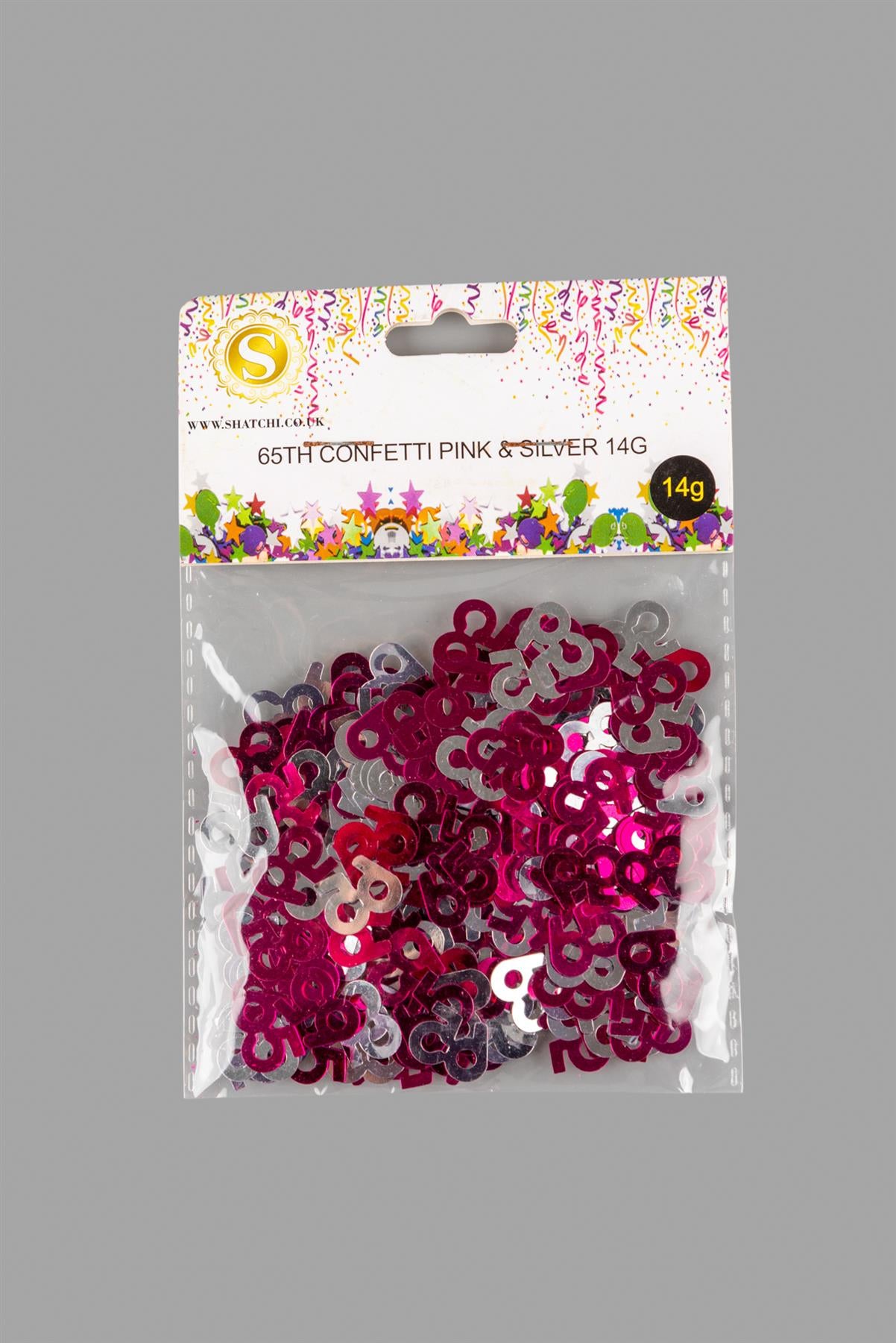 65th Confetti Pink & Silver 14G 1PK
