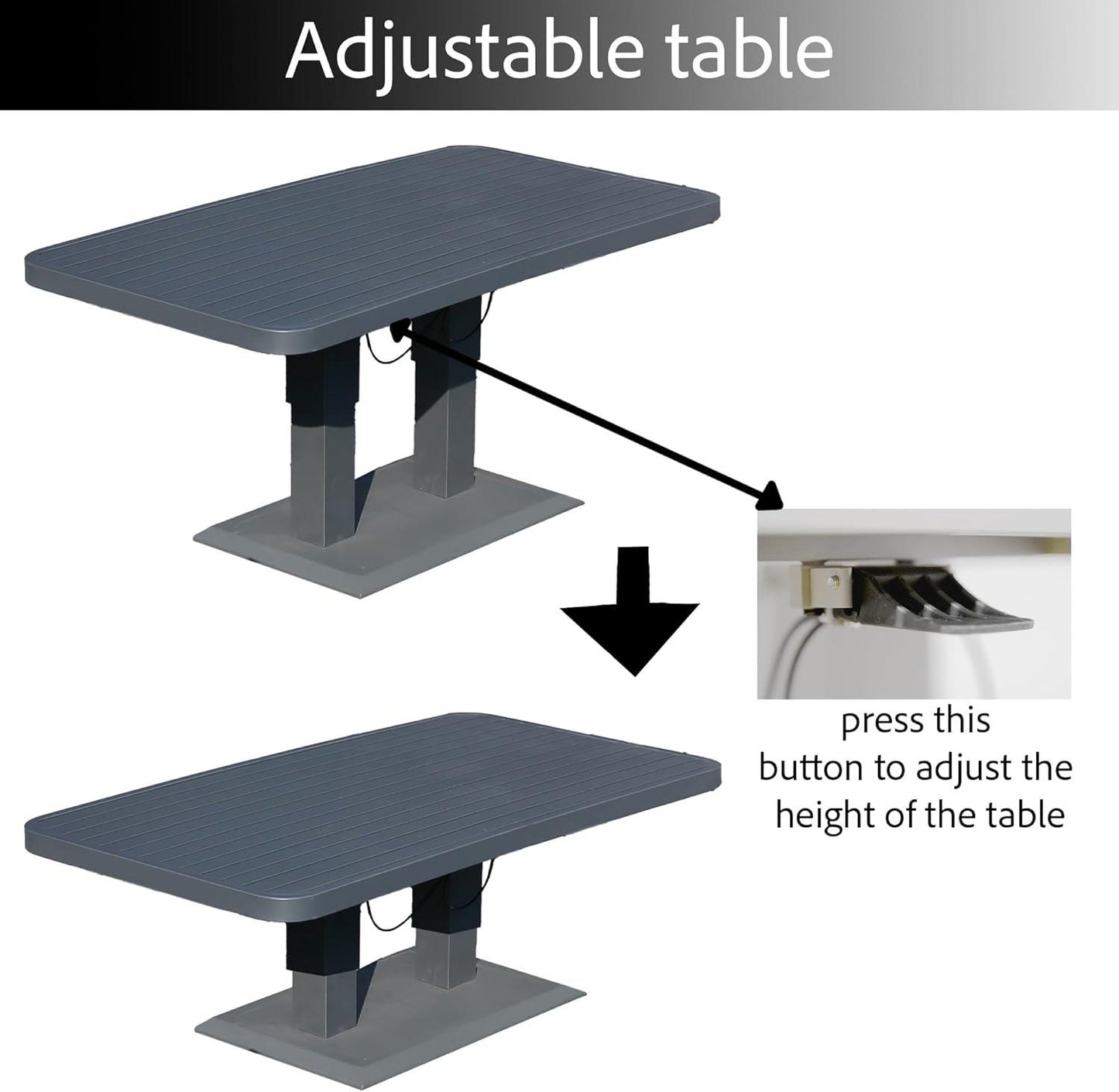Cannes 4 Seater Aluminium Sofa Lounge Set 4pcs with Adjustable Table
