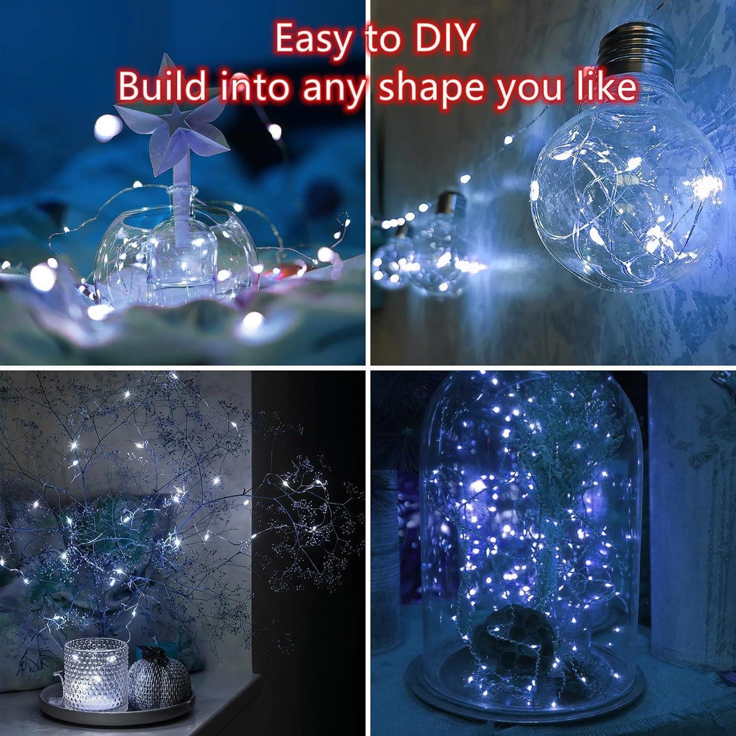2 x 40 Sparkles White LED Lights with Silver Wire